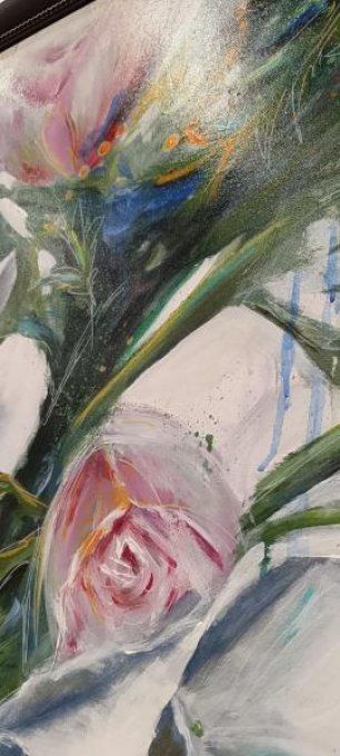 peonis tableau acrylique 80x80 cm 